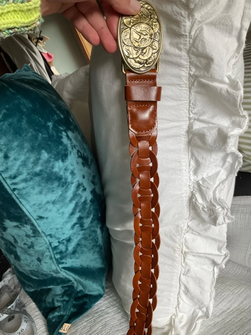 Patricia Nash Woven Leather Delia Chainlink Belt